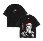 Jujutsu Kaisen Anime Kento Nanami Shibuya Incident Arc Vintage Washed Oversized Manga Graphic T-Shirt