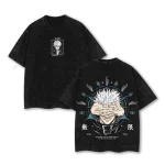 Jujutsu Kaisen Gojo Satoru Domain Expansion Infinite Void Six Eyes Vintage Washed Oversized Anime T-Shirt