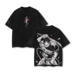 Jujutsu Kaisen Toji Fushiguro Sorcerer Killer Double Printed Vintage Washed Oversized Anime Manga Graphic Tee