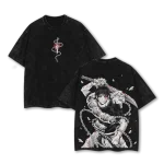 Jujutsu Kaisen Toji Fushiguro Sorcerer Killer Double Printed Vintage Washed Oversized Anime Manga Graphic Tee