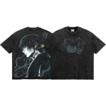 Jujutsu Kaisen Toji Fushiguro Vintage Washed Oversized Tee – Retro Anime Manga Graphic Streetwear Shirt