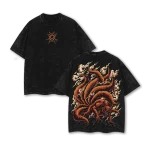 Kurama Nine Tailed Fox Jinchuriki Naruto Shippuden Anime Vintage Washed Oversized T-Shirt Graphic Tee