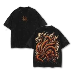 Kurama Nine Tailed Fox Jinchuriki Naruto Shippuden Anime Vintage Washed Oversized T-Shirt Graphic Tee