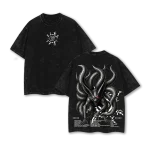 Kurama Nine Tails Naruto Anime Vintage Washed Oversized T-Shirt Nine Tailed Fox Graphic Tee