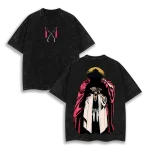 Kyoraku Shunsui Bleach Anime Oversized Vintage Washed T-Shirt Gotei 13 Soul Reaper Captain Graphic Tee