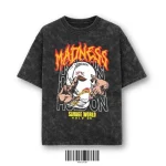 MADNESS Savage World Edition Anime Washed T-Shirt Acid Wash Oversized Streetwear Graphic Tee