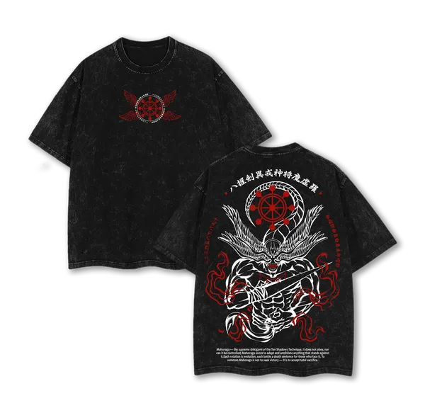 Mahoraga Eight Handled Sword Divergent Sila Divine General Jujutsu Kaisen Vintage Washed Oversized Anime T-Shirt - Image 1