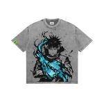 Megumi Fushiguro Jujutsu Kaisen Vintage Washed Oversized Shirt – Retro Anime Manga Graphic Streetwear Tee