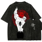 Nanatsu No Taizai Escanor Retro Graphic T-Shirt Acid Wash Oversized Streetwear