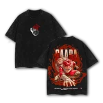 Naruto Anime Gaara Sand Coffin Kazekage Double Printed Vintage Washed Oversized Manga Graphic T-Shirt