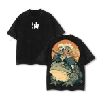 Naruto Anime Jiraiya Rasengan Master Double Printed Vintage Washed Oversized Manga Graphic T-Shirt