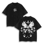 Naruto Anime Sasuke Uchiha Chidori Lightning Blade Vintage Washed Oversized Manga Graphic T-Shirt