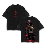 Naruto Kakashi Hatake Sharingan Copy Ninja Vintage Washed Oversized Anime Manga Graphic T-Shirt