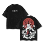 Naruto Madara Uchiha Rinnegan Sharingan Double Printed Vintage Washed Oversized Anime Manga Graphic T-Shirt