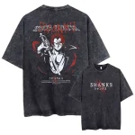 One Piece Shanks Red Hair Pirates Vintage Washed Oversized Anime Manga Streetwear Graphic T-Shirt
