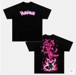 Pokemon Anime Inspired Vintage Washed T-Shirt Unisex Graphic Tee Black