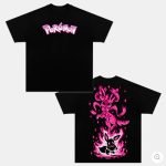 Pokemon Anime Inspired Vintage Washed T-Shirt Unisex Graphic Tee Black