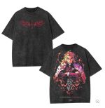 Rengoku Kyojuro Demon Slayer Kimetsu No Yaiba Anime Graphic Washed T-Shirt