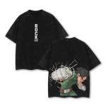 Rock Lee V2 Naruto Anime Vintage Washed Oversized T-Shirt Taijutsu Master Hidden Leaf Graphic Tee