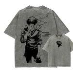 See You Space Cowboy Anime Graphic Tee Wash Vintage Wash Cowboy Bebop Oversized Streetwear Shirt