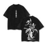 Shunsui Kyoraku Bleach Shinigami Captain Anime Vintage Washed T-Shirt Soul Reaper Manga Graphic Tee Oversized