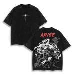 Solo Leveling Anime Sung Jin Woo Arise Shadow Monarch V2 Vintage Washed Oversized Graphic T-Shirt