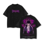 Solo Leveling Sung Jin Woo Shadow Monarch Anime Vintage Washed Oversized Manga Graphic T-Shirt