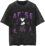 Solo Leveling Sung Jin Woo Shadow Monarch Vintage Washed Oversized Anime Graphic Cotton T-Shirt