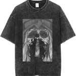 Solo Leveling Sung Jin Woo Shadow Monarch Vintage Washed Oversized Anime Graphic T-Shirt