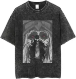 Solo Leveling Sung Jin Woo Shadow Monarch Vintage Washed Oversized Anime Graphic T-Shirt