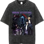 Solo Leveling Sung Jin Woo Shadow Monarch Vintage Washed Oversized Anime Streetwear T-Shirt