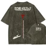 Spike Spiegel Silhouette Washed Tee Japanese Retro Anime Streetwear