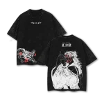 Suguru Geto Jujutsu Kaisen Anime Vintage Acid Wash Oversized T-Shirt Curse Manipulation Double Printed Graphic Tee