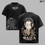 Suguru Geto Jujutsu Kaisen Cursed Spirit Manipulation Double Printed Front Back Vintage Washed Oversized Anime T-Shirt