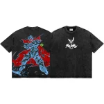 Tengen Toppa Gurren Lagann Vintage Washed T-Shirt – Retro Anime Manga Tee, Japanese Streetwear Oversized Shirt for Anime Fans