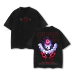 Tusk Sung Jin Woo Solo Leveling Shadow Army Vintage Washed Oversized Anime T-Shirt Graphic Tee