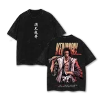 Zaraki Kenpachi Bleach Squad 11 Gotei 13 Anime Vintage Washed T-Shirt Soul Reaper Manga Graphic Tee Oversized