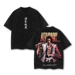 Zaraki Kenpachi Bleach Squad 11 Gotei 13 Anime Vintage Washed T-Shirt Soul Reaper Manga Graphic Tee Oversized