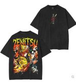 Zenitsu Agatsuma Demon Slayer Anime Manga Vintage Graphic Washed T-Shirt