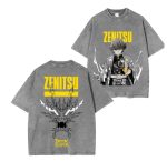 Zenitsu Agatsuma Kimetsu No Yaiba Anime Vintage Graphic Washed T-Shirts