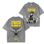 Zenitsu Agatsuma Kimetsu No Yaiba Anime Vintage Graphic Washed T-Shirts