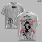 Anime Clothing Toji Fushiguro Jujutsu Kaisen Washed Vintage T-Shirt - Retro Anime Oversized Tee