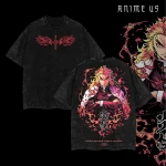 Demon Slayer Rengoku Flame Hashira Vintage Washed T-Shirt – Anime Graphic Tee