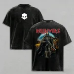 Helldivers 2 Washed Anime T-Shirt – Streetwear Manga Tee, Oversized Anime T-Shirt