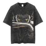 Gon Freecss Hunter x Hunter Anime Graphic T-Shirt Vintage Acid Wash Cotton Streetwear Oversized Unisex Black