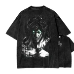 Eren Yeager Attack On Titan Vintage Washed T-Shirt – Anime Graphic Unisex Tee