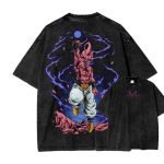 Anime Demon Fighter Washed T-Shirt – Pink Villain Manga Graphic Tee
