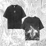 Anime Vintage Retro Style Illustration Graphic Streetwear Vintage Washed T-Shirt