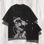 Toji Fushiguro JJK Vintage Washed Anime T-Shirt – Distressed Manga Shirt, Oversized Anime T-Shirt