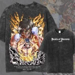 Eren Yeager Devils Of Paradis Vintage Wash T-Shirt Attack On Titan Anime Tee